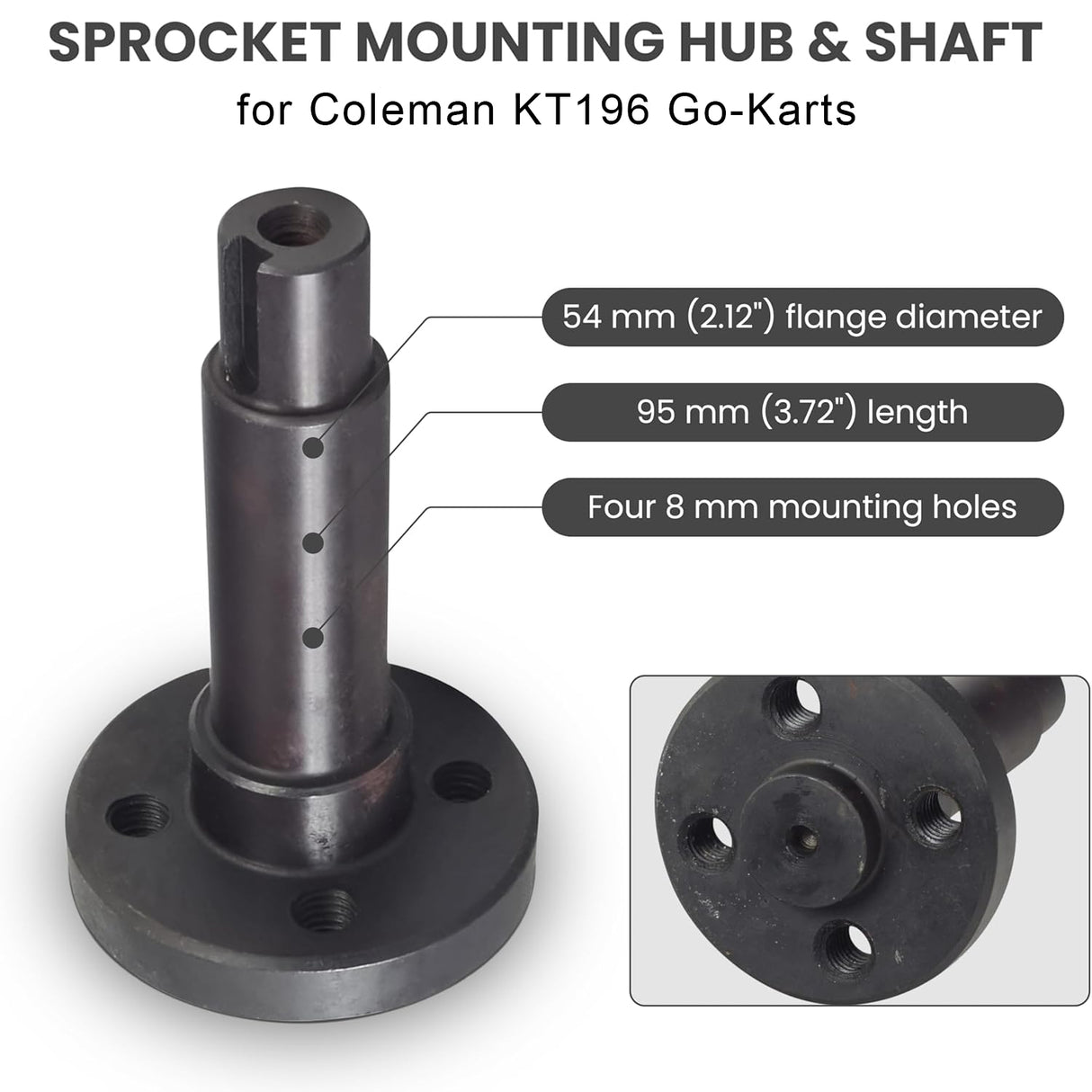 Sprocket Mounting Hub & Shaft for Coleman KT196 & CK196 Go-Karts