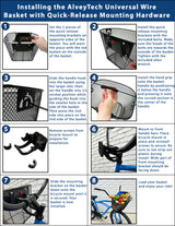 Universal Wire Basket with Quick-Release Mounting Hardware for Bicycles & Scooters