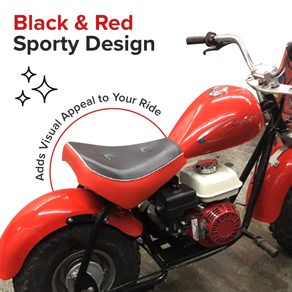 Black & Red Seat for the Baja MB165 & Falcon Mini Bikes