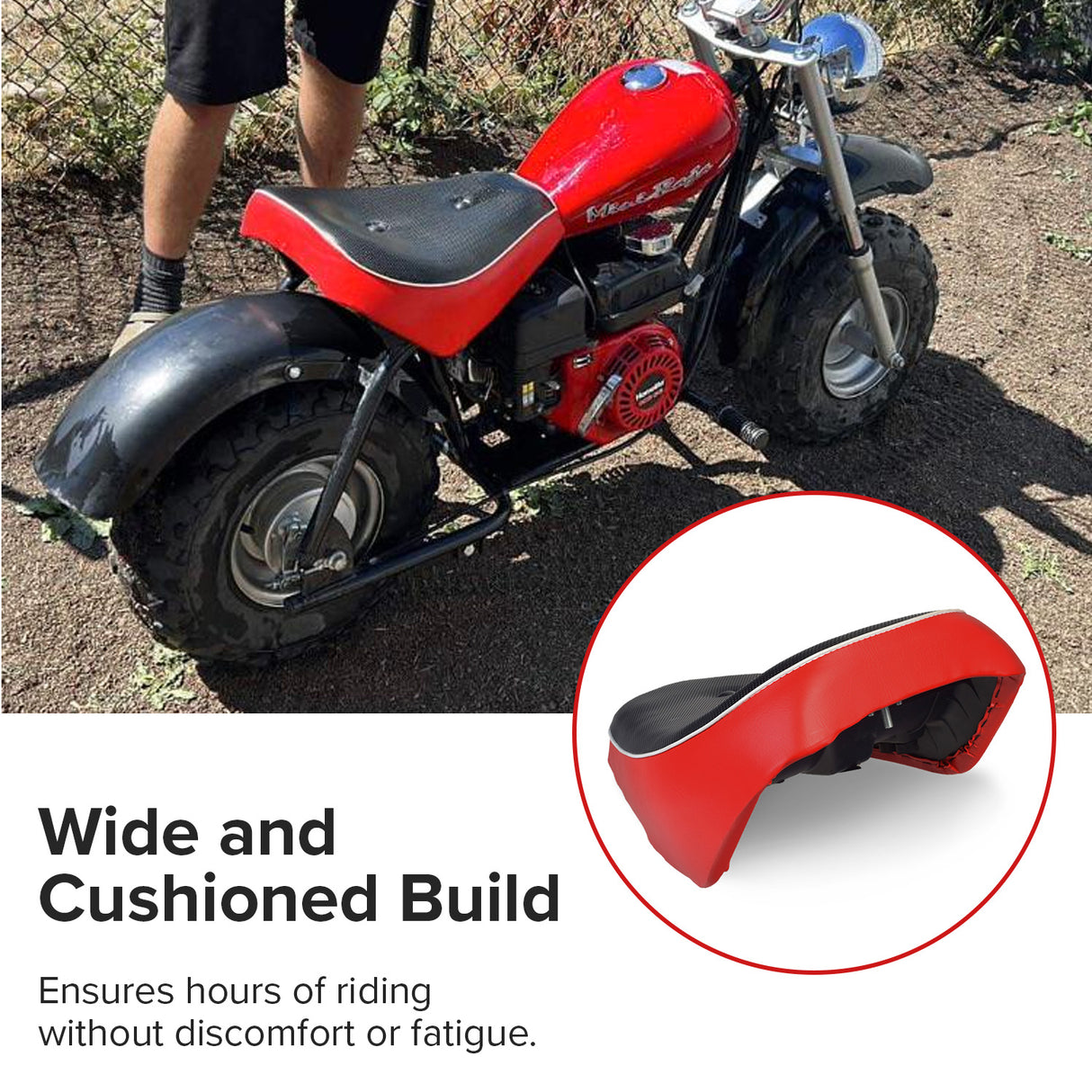 Black & Red Seat for the Baja MB165 & Falcon Mini Bikes