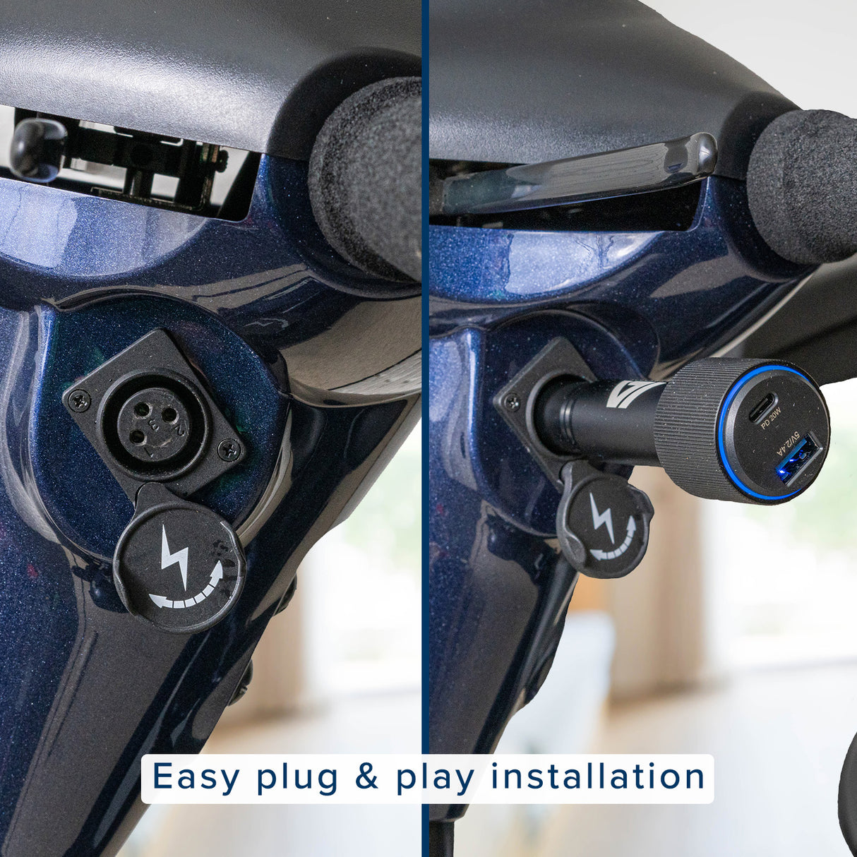 XLR Charging Adapter with Dual Ports USB-A & USB-C for Scooters & Power Chairs