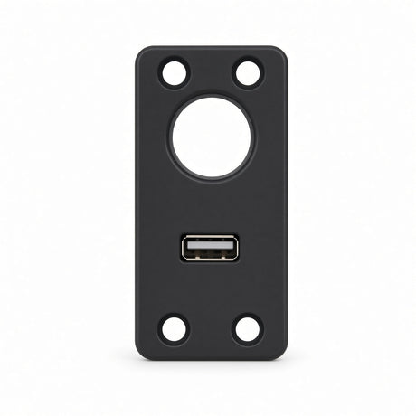Black plastic housing for the USB port on the Golden Buzzaround CarryOn