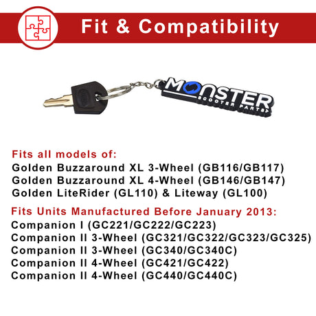 Key for the Golden Technologies Buzzaround, Companion, LiteRider, and Liteway Series Scooters