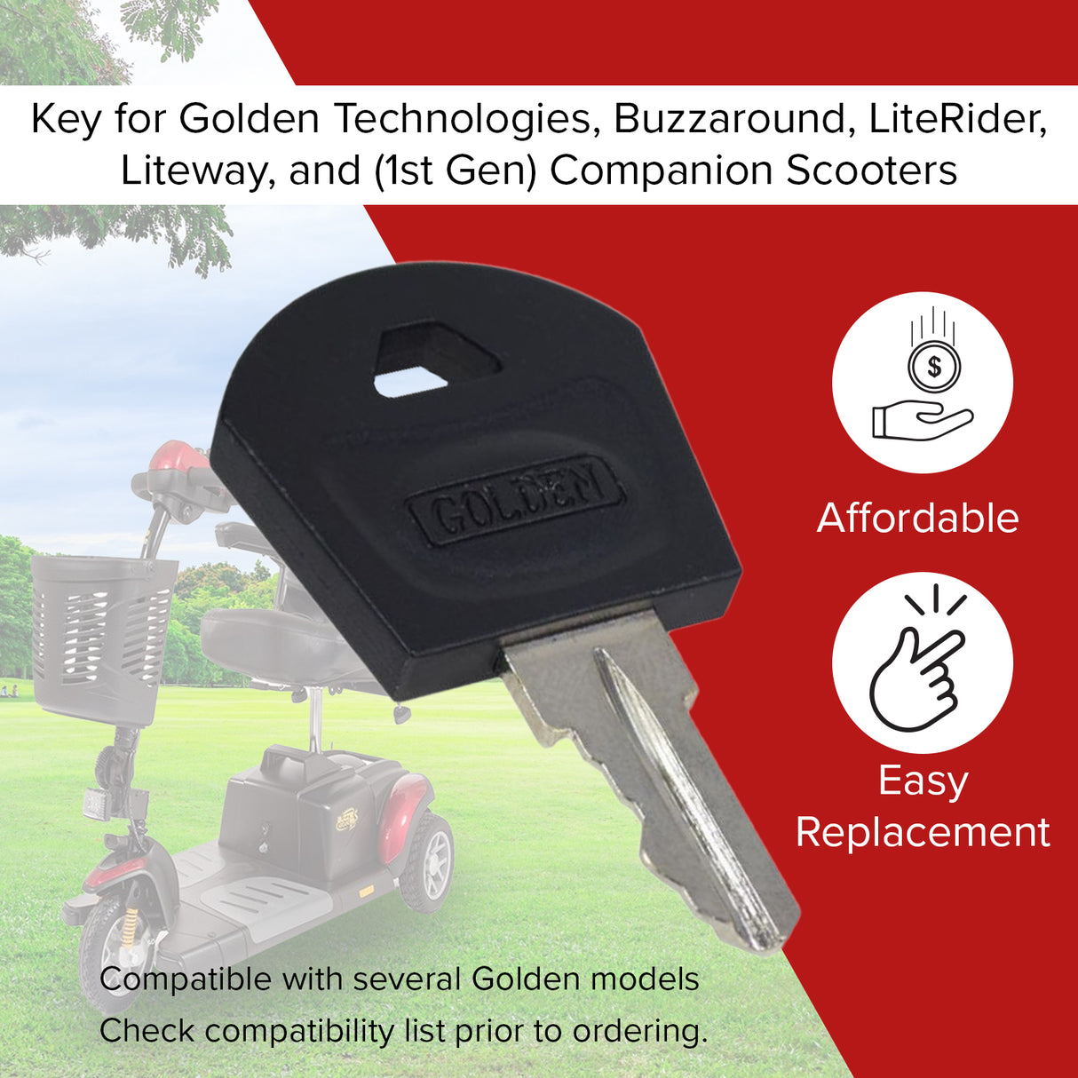 Key for the Golden Technologies Buzzaround, Companion, LiteRider, and Liteway Series Scooters