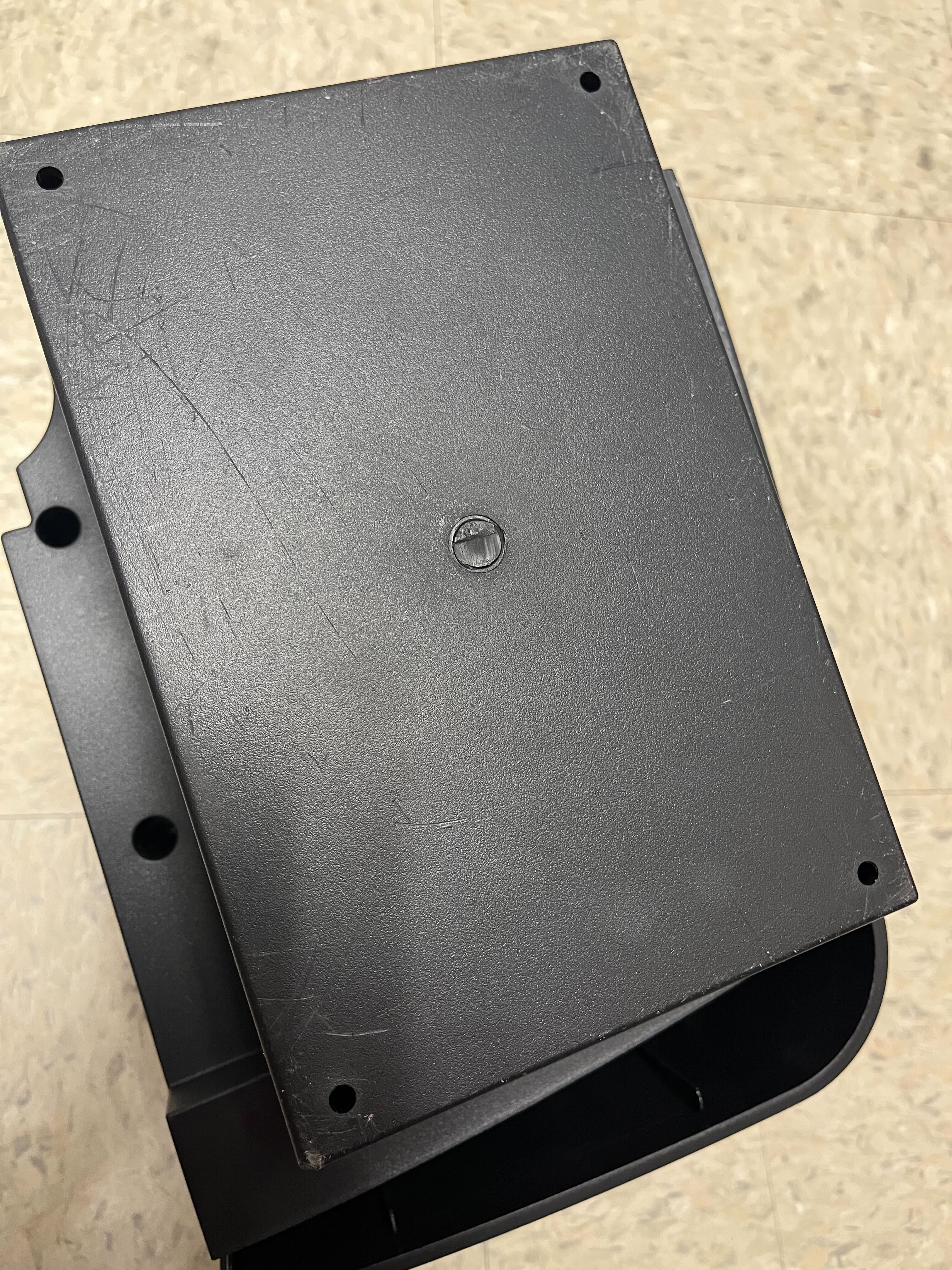 Right Battery Box Assembly for Golden Buzzaround EX (GB118/GB148) & LX (GB119/GB149) Scooters (Blemished) (No Batteries) featuring a black rectangular box with a visible screw on its surface.