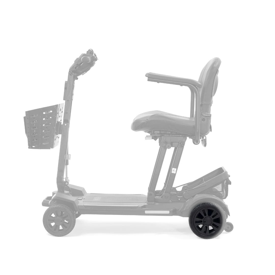 Black rear wheel highlighted on the Golden Buzzaround CarryOn (GB120C)