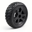 Golden Companion II (GC340B/E & GC440B/E) rear wheel assembly MBW-0023, angled view showing the black tire tread and black rim.