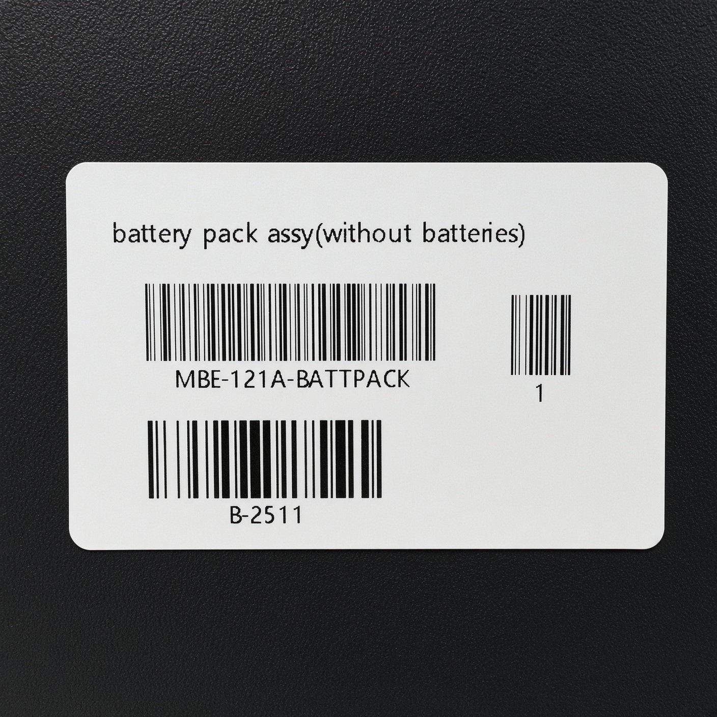 Part label reading battery pack assy (without batteries), Golden part number MBE-121A-BATTPACK, for the Buzzaround XL (GB121).