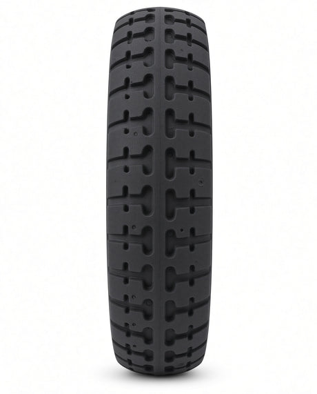 Close-up of the rear drive wheel for the Golden Cricket GP302 power chair, showing the hub and bearing.