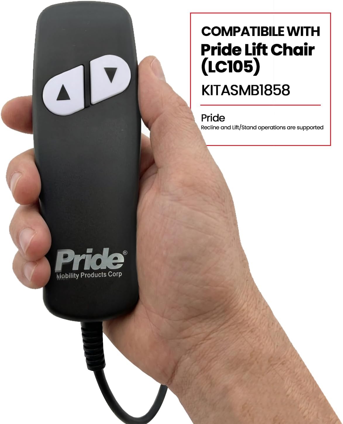 KITASMB1858 - Hand Control W/ Extension Harness for Pride Lift Chair (LC105)