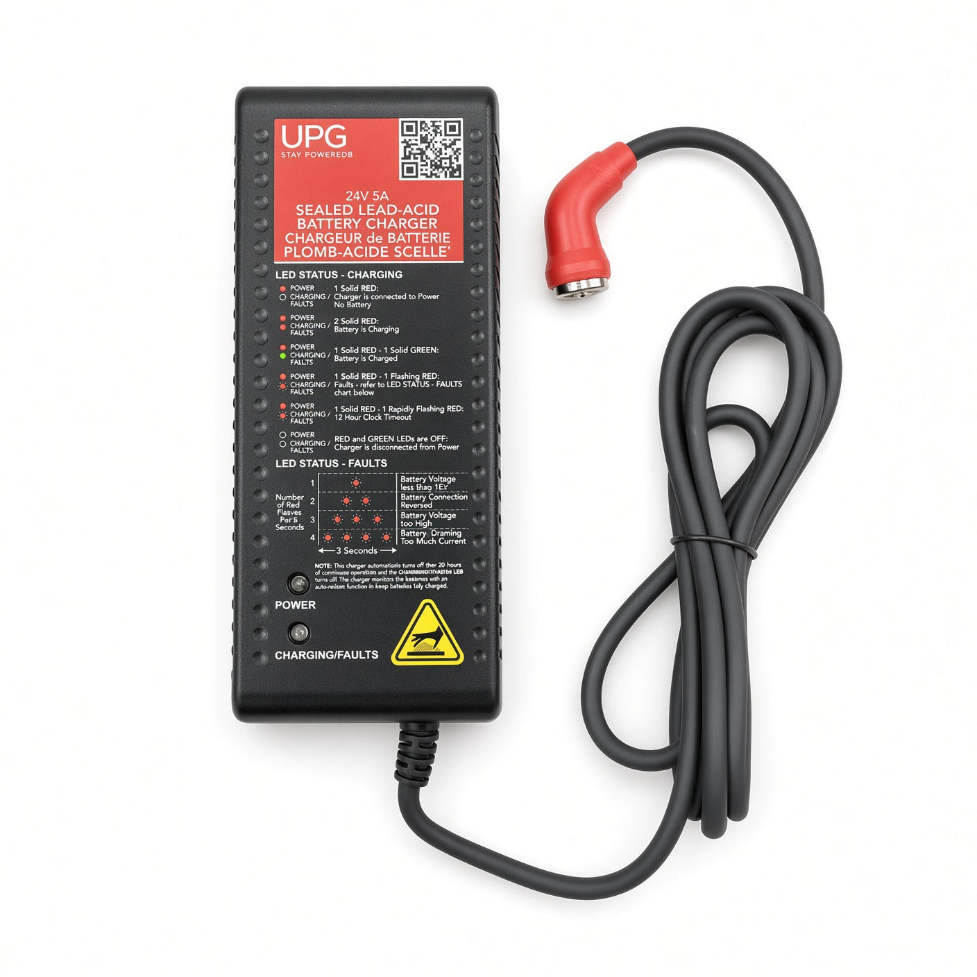 ELE2301732 - 24 Volt 5 Amp Charge360 Sealed Lead-Acid Battery Charger with Magnetic Connector for the Pride Victory Platinum (SC710PLA) - UPG 24BC5000SM-1