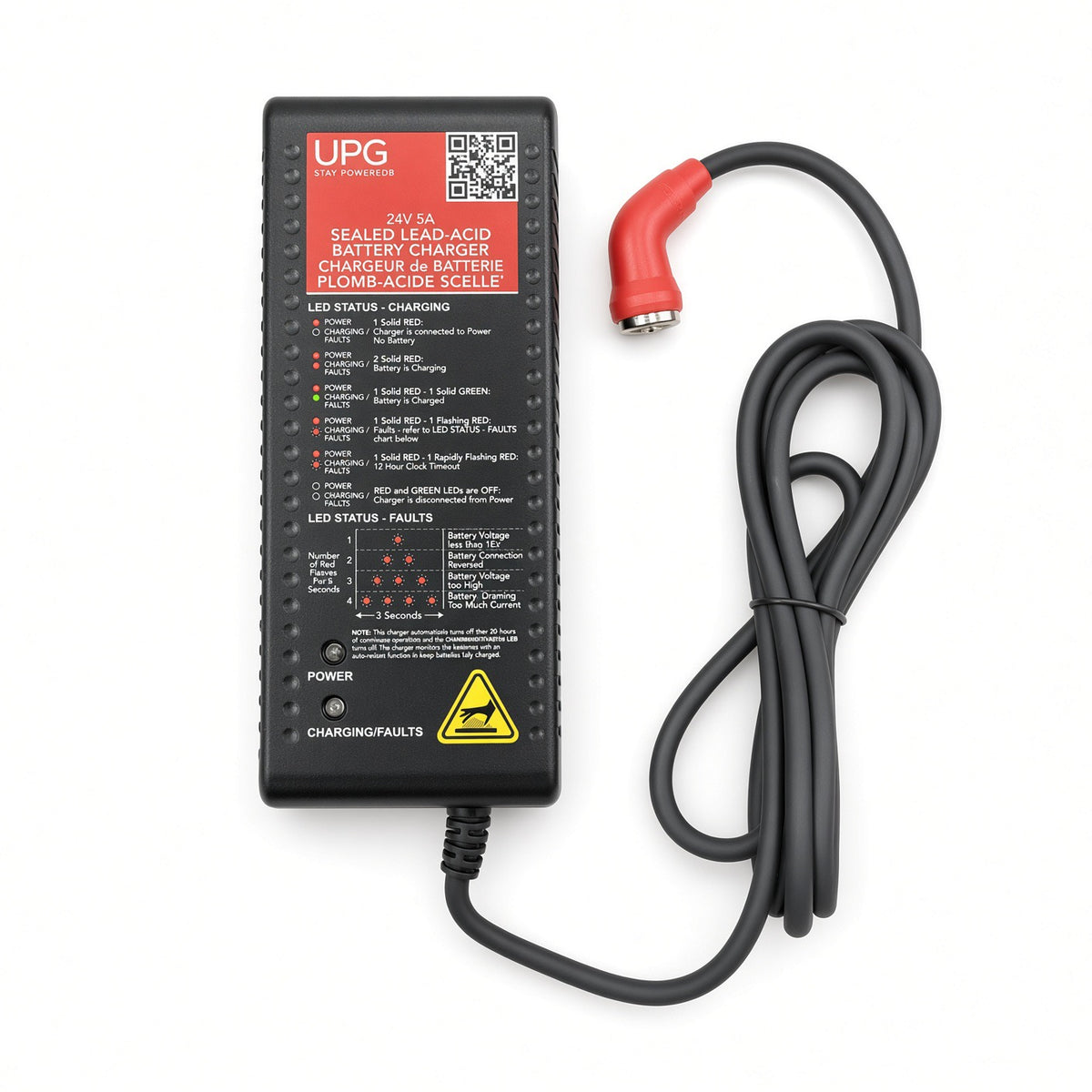ELE2301732 - 24 Volt 5 Amp Charge360 Sealed Lead-Acid Battery Charger with Magnetic Connector for the Pride Victory Platinum (SC710PLA) - UPG 24BC5000SM-1