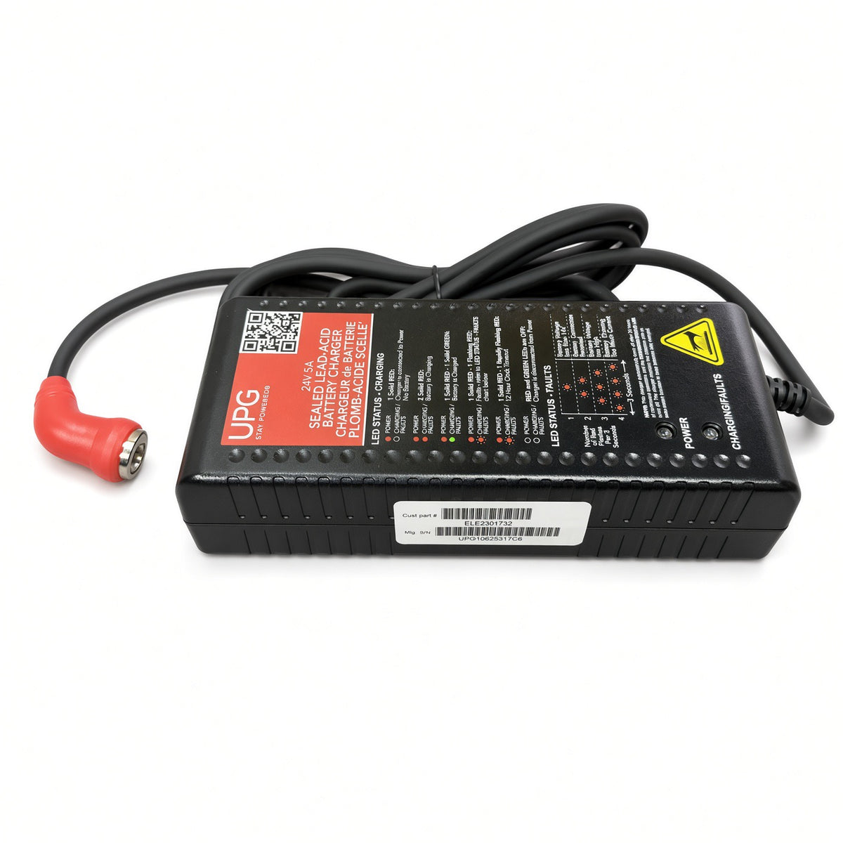 ELE2301732 - 24 Volt 5 Amp Charge360 Sealed Lead-Acid Battery Charger with Magnetic Connector for the Pride Victory Platinum (SC710PLA) - UPG 24BC5000SM-1