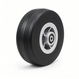 6"x2" Jazzy Wheel, 1-Piece Silver Plastic Rim, Black PU Tire (150x50mm), Style 1