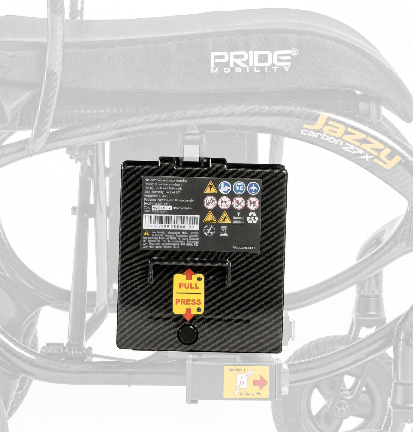 Genuine Pride Mobility 10Ah lithium battery for the Jazzy Carbon 27X, additional view