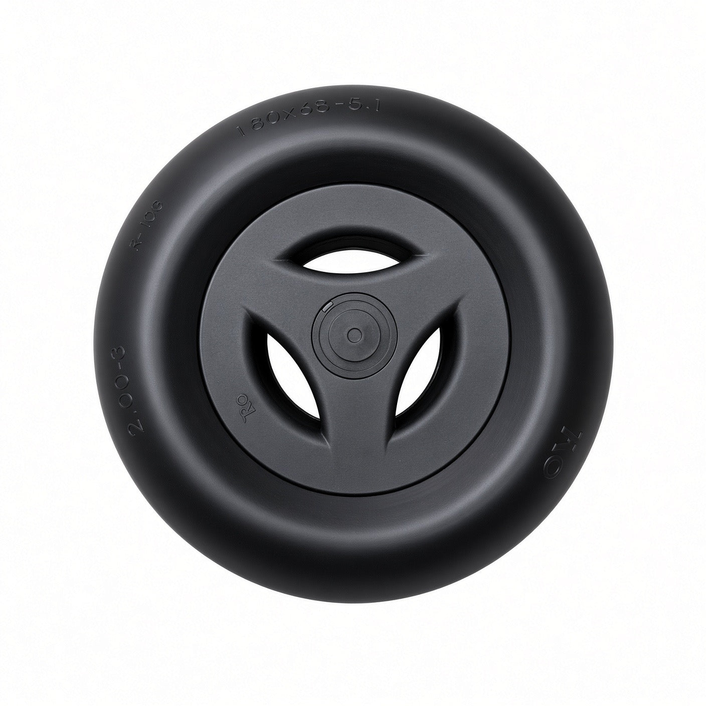 Permobil M1/M3 180 x 68 caster wheel with solid flat-free multi-rib tire
