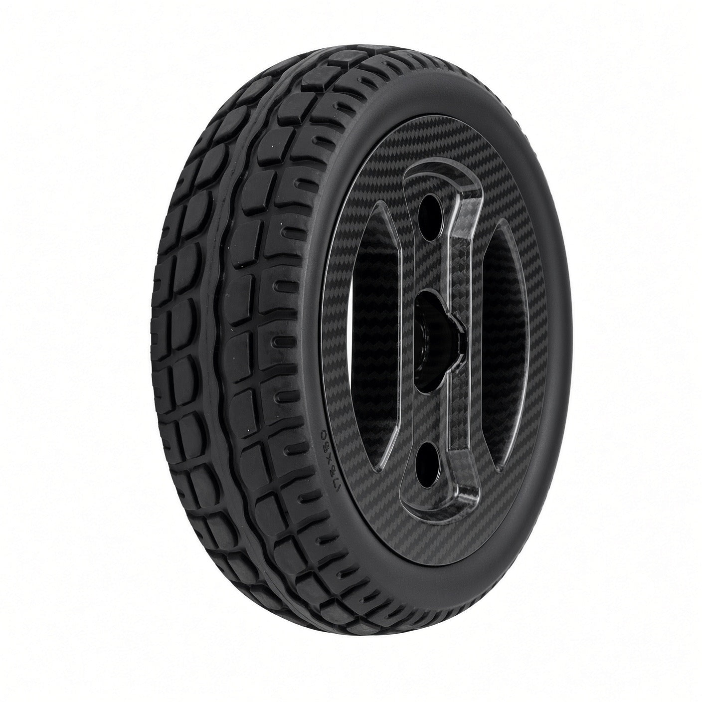 Pride Go-Go Carbon (SC25) front wheel assembly WHL2402047 with 7 inch flat-free solid tire