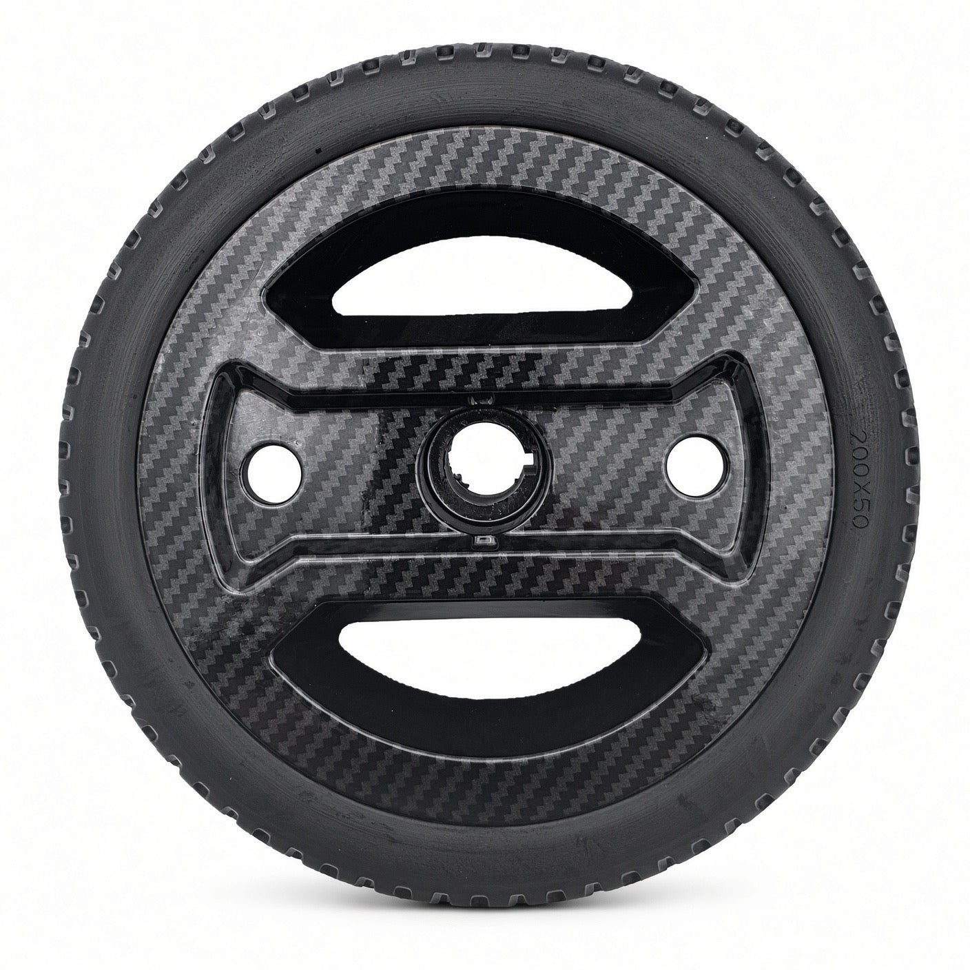 Go-Go Carbon rear wheel assembly with two-spoke black rim