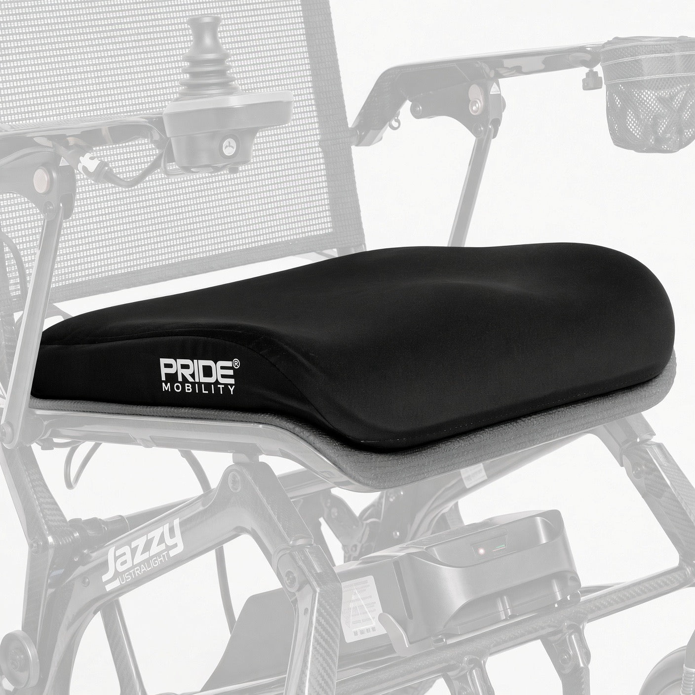 18" x 18" replacement seat cushion for the Pride Jazzy Ultra Light folding power chair, genuine Pride Mobility part CUS2402868.