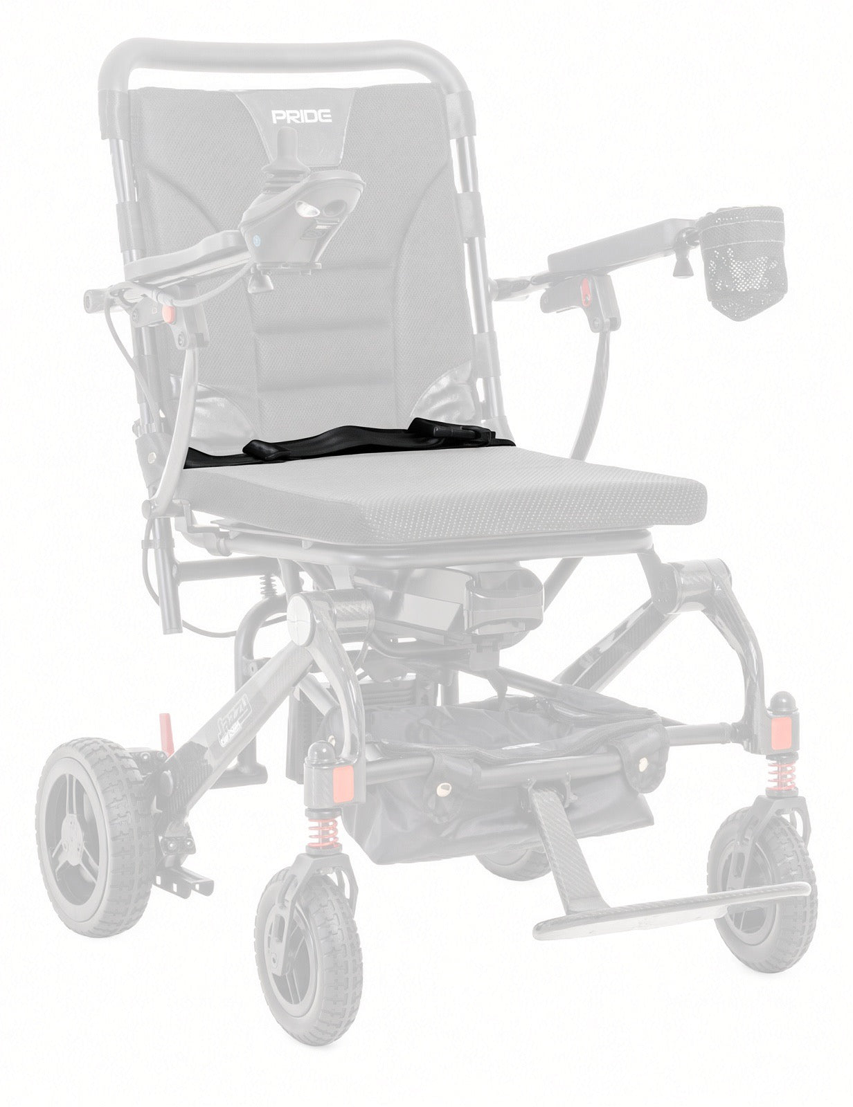 Pride POS2200021 adjustable lap seat belt with center push-button buckle for the Jazzy Carbon power chair