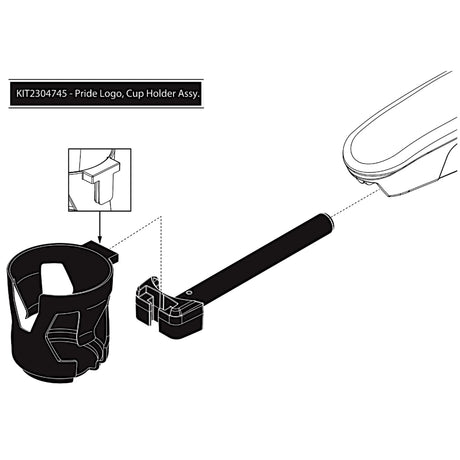 KIT2304745 - Cup Holder Kit for Jazzy 600 ES, Air, Select, Elite ES, Elite HD, EVO 613, EVO 614, 1450, Go Chair, PX4, Pursuit 2 and Maxima