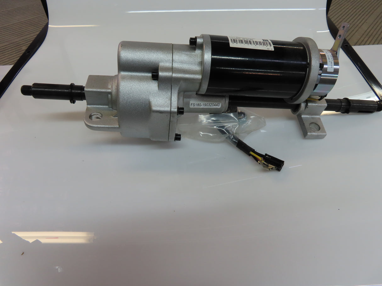 Motor, Brake, and Transaxle Assembly for the Go-Go ES (S83), Mega Motion Rascal 3, and Pride Travel Pro (S36) (Blemished) displayed with visible axle keys and hardware components.