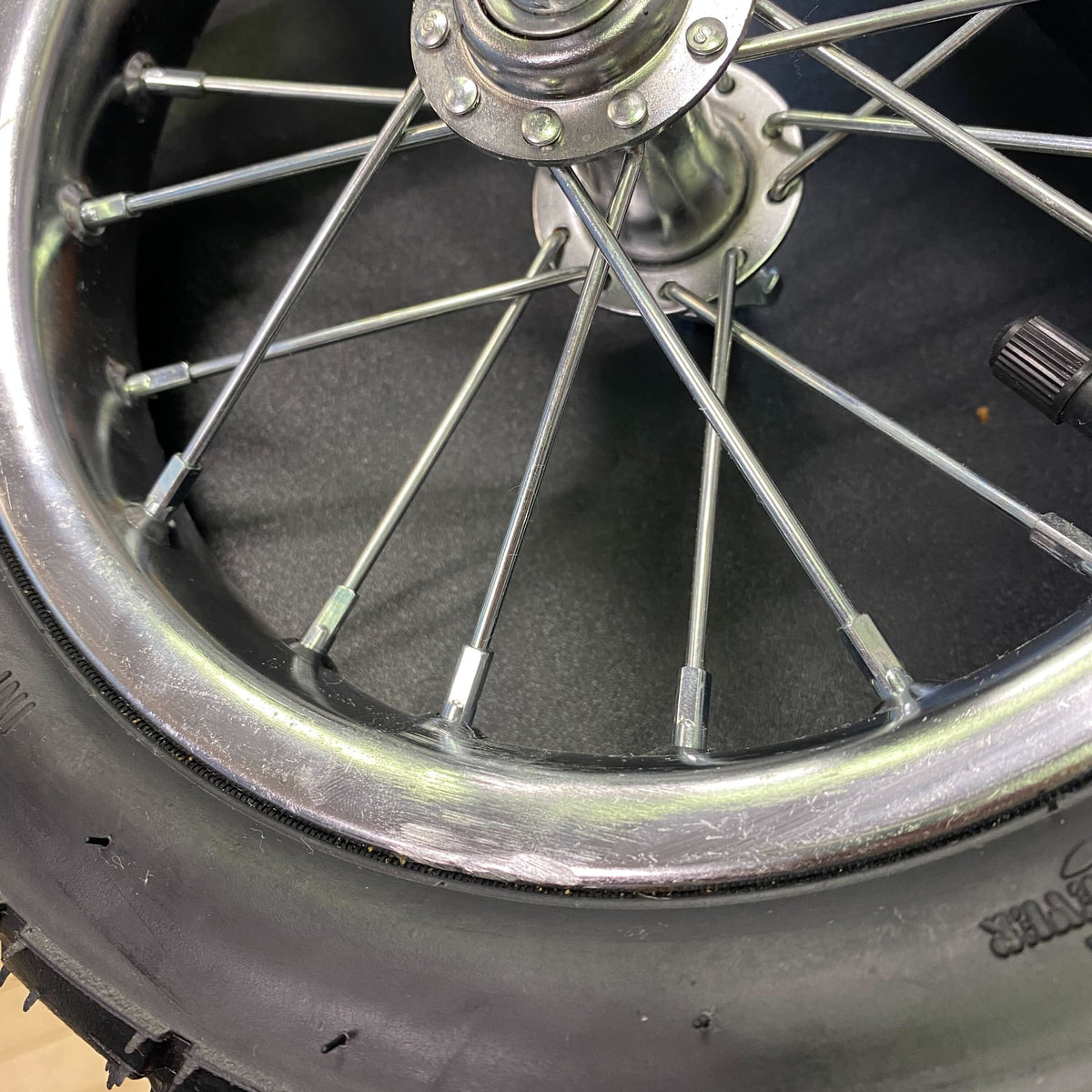 Pocket Mod Stock Rim Front Wheel Assembly with Wire Spoke Rim for the Razor Pocket Mod (Ver ...