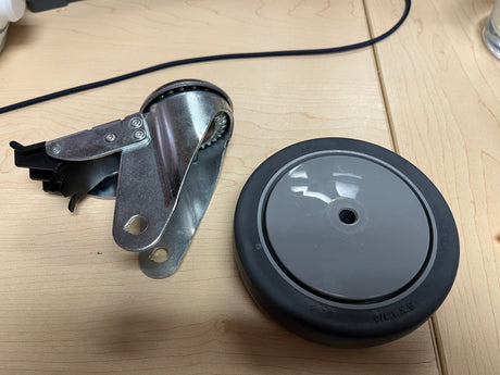 Rear 5" Caster Assembly with Swivel and Brake for Invacare Patient Lifts (Missing Hardware)
