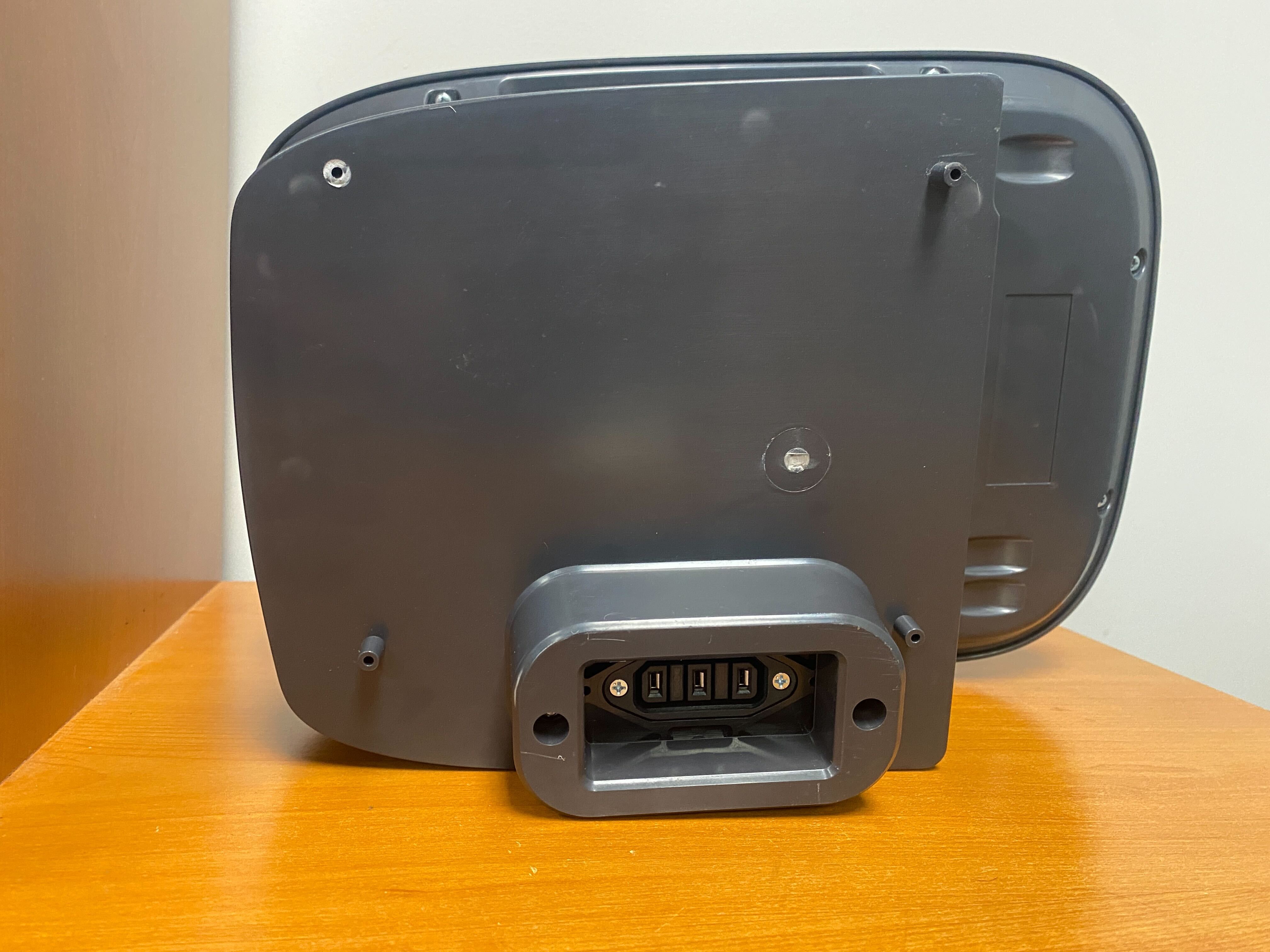 24 Volt 12 Ah SLA Battery Box for the Go-Go Folding Scooter (S19) (Blemished), featuring a black cover and visible USB port. Note the missing stabilizing pin and plastic plug.