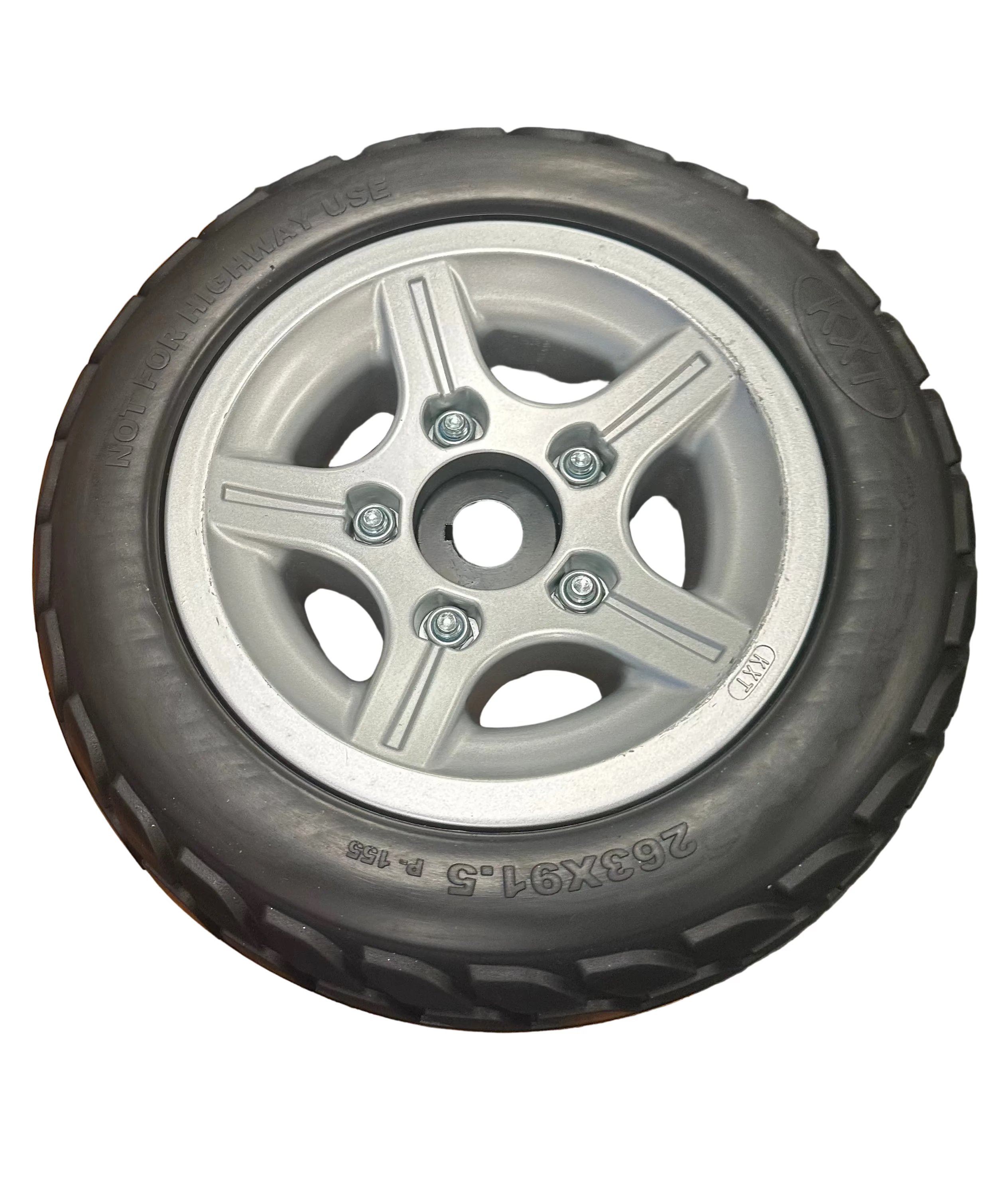 Rear Wheel Assembly with Black Flat-Free Tire and Aluminum 2 Piece Rim for Pride Victory 10, Victory ES 10, & Victory Sport (WHLASMB1784) (Blemished)