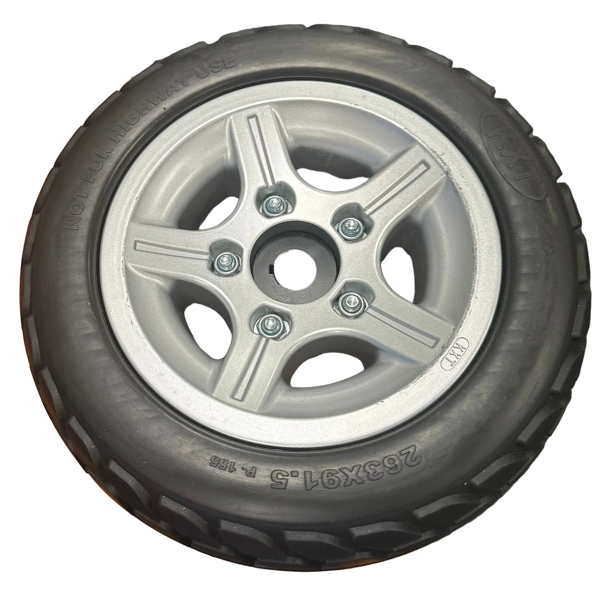 Rear Wheel Assembly with Black Flat-Free Tire and Aluminum 2 Piece Rim ...