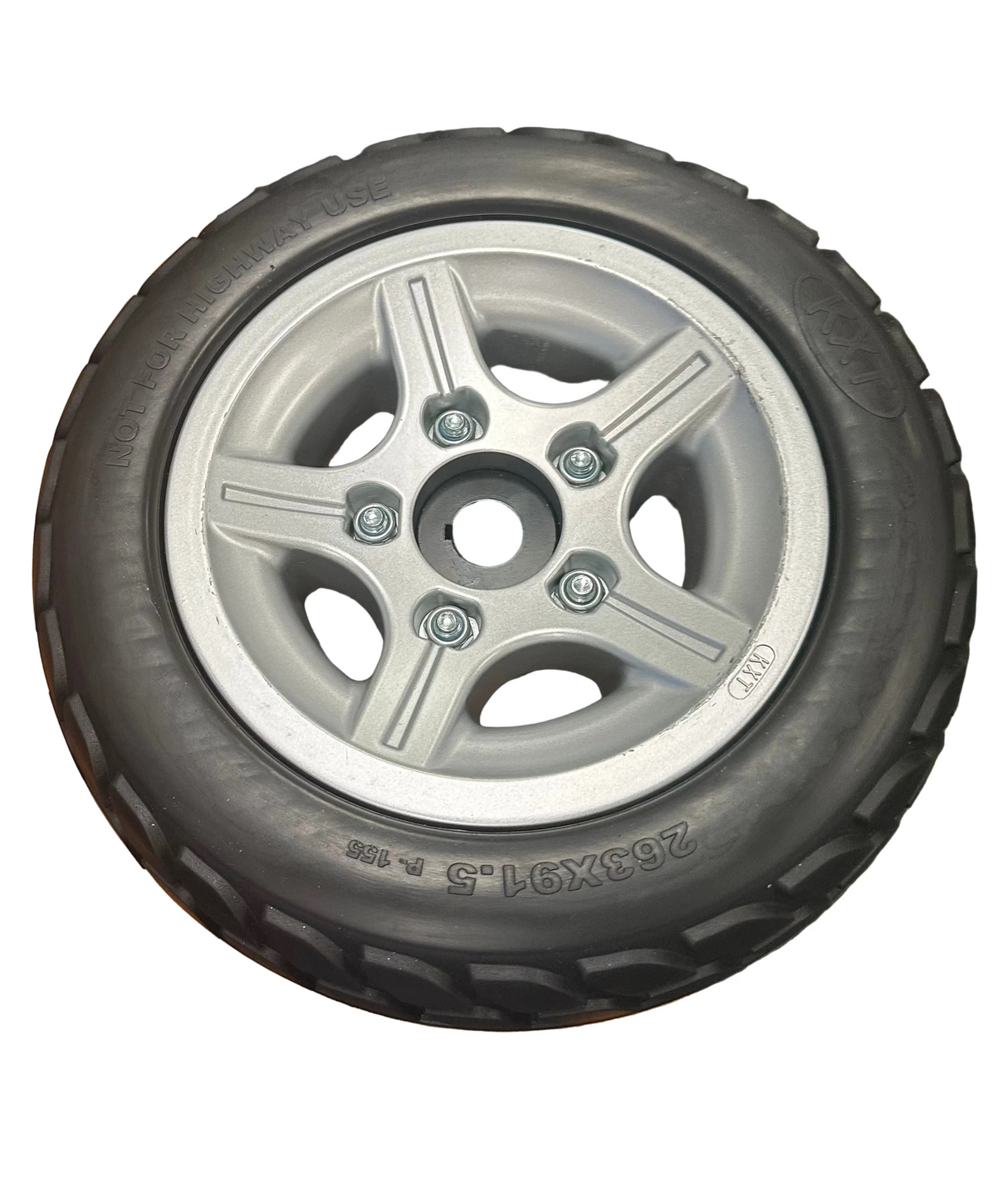 Rear Wheel Assembly with Black Flat-Free Tire and Aluminum 2 Piece Rim for Pride Victory 10, Victory ES 10, & Victory Sport (WHLASMB1784) (Blemished)