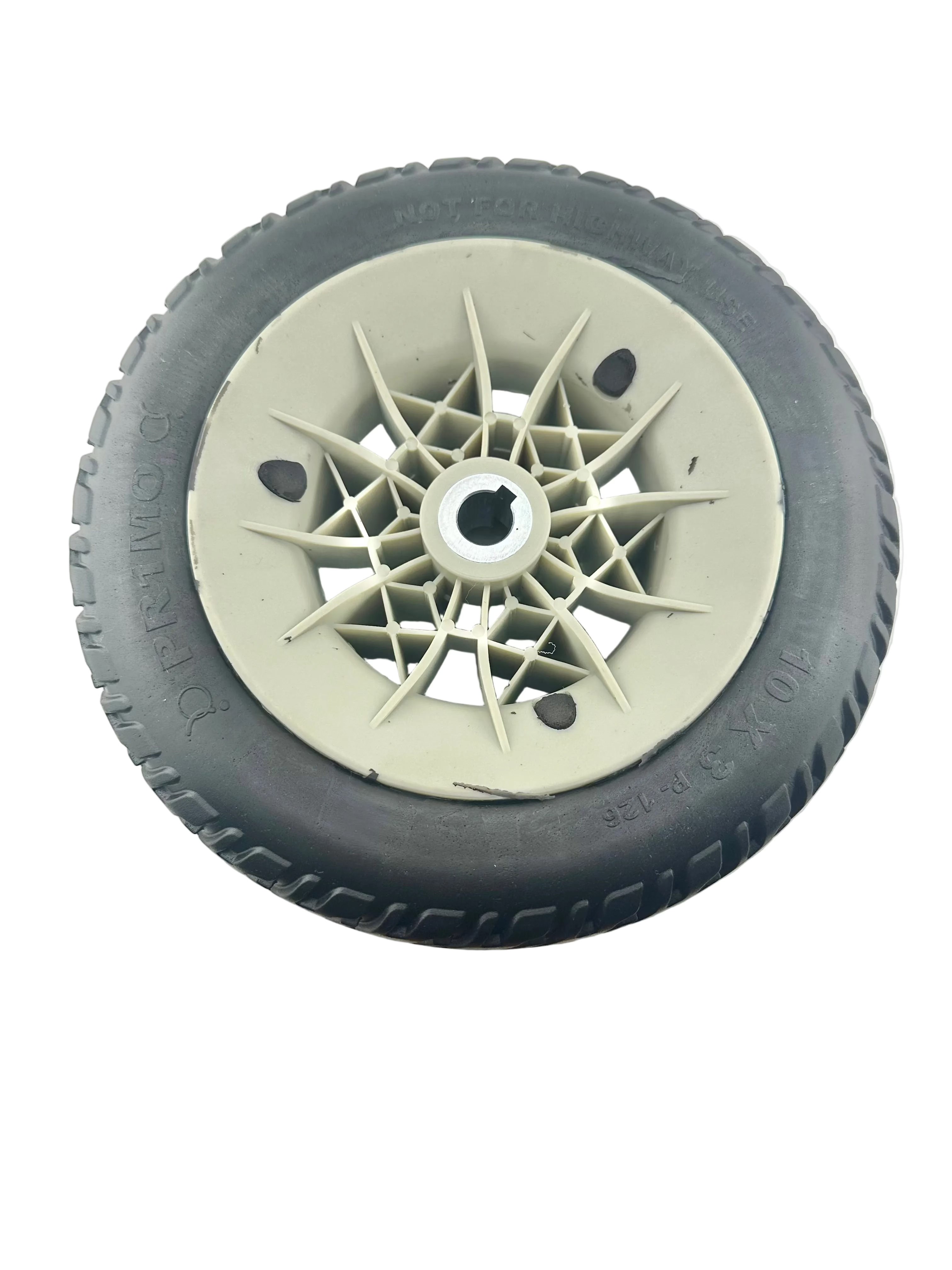 3.00-4 Flat-Free Drive Wheel Assembly with Black Tire for the Jazzy Air, Select, & Select 6 Power Chairs (WHLASMB2045)  (Blemished)