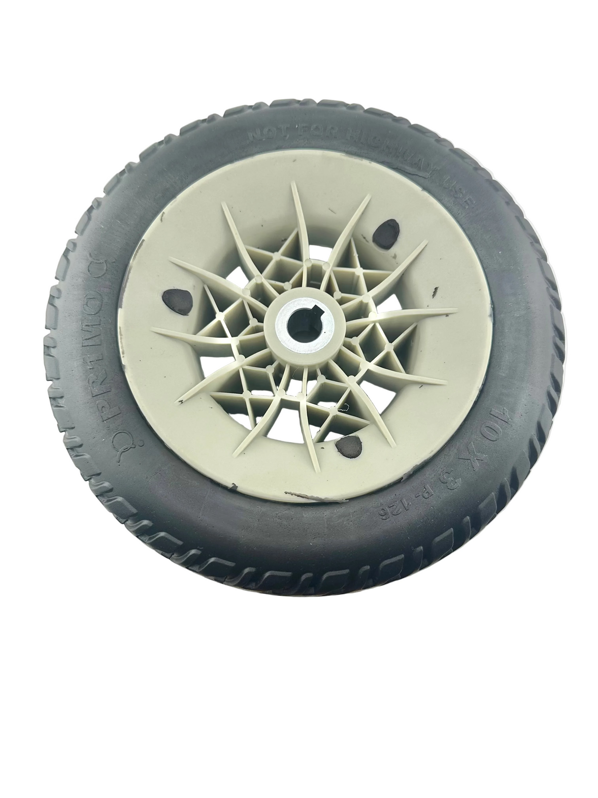 3.00-4 Flat-Free Drive Wheel Assembly with Black Tire for the Jazzy Air, Select, & Select 6 Power Chairs (WHLASMB2045)  (Blemished)