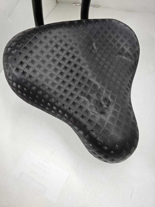 Bicycle Saddle Seat with Backrest (Blemished) featuring a diamond-patterned, wide seat for lumbar support. Ideal for beach cruisers, adult trikes, and stationary bikes with a standard 7/8 seat post.