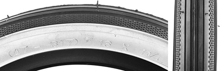 Close-up of the 16x1-3/4 Street S-7 Bicycle Tire, showcasing its urban design with a raised center for reduced rolling resistance. The tire's tread pattern is clearly visible.