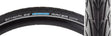 Close-up of a 20x1.5 Reflective Marathon Racer Performance Lite RaceGuard Bicycle Tire, highlighting its durable all-weather urban tread and reflective sidewall striping for enhanced low-light visibility.