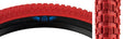 20x2.0 Red/Black Cub Bicycle Tire, showcasing a close-up of its BMX style street tread, designed by Vee Tire and SE Bikes for durability and versatility across all terrains.