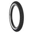 20x2.3 Black/White Squad Bicycle Tire with white wall and micro knurled tread design, offering a large contact area and minimal rolling resistance, ideal for cushioning big drops.