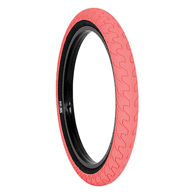 20x2.3 Pink Squad Bicycle Tire featuring a black rim and micro knurled tread design for minimal rolling resistance and cushioning on big drops.