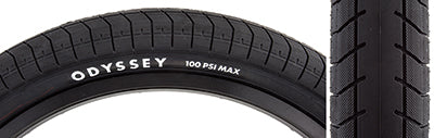 Close-up of the 20x2.4 Path Pro Bicycle Tire showcasing its slick center tread and heavily siped shoulders, highlighting its dual ply sidewalls for enhanced durability.