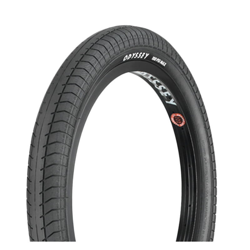 20x2.4 Path Pro Low-PSI Bicycle Tire featuring a slick center tread and heavily siped shoulders for improved cornering. The tire showcases a visible white logo and dual ply sidewalls for durability.