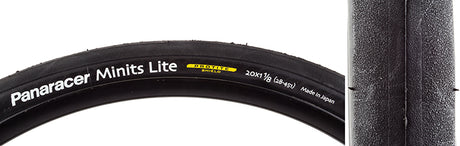 Close-up of the 20x1-1/8 Minits Light Bicycle Tire, showcasing its lightweight, fast-rolling design ideal for commuting or touring.