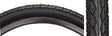 Close-up of the 24x1.75 Black/Black Urban Bicycle Tire, showcasing the durable thick rubber casing and smooth center tread with deep siping designed for all-weather traction and low rolling resistance.