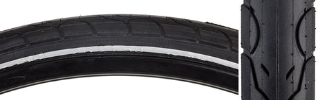 Close-up of a 26x1.5 Reflective Kwest Reflective Bicycle Tire showcasing minimal tread and deep water grooves designed for city and commuting use.