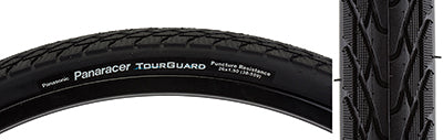 Close-up of a 26x1.5 Tourguard Bicycle Tire showcasing its tread pattern and aramid belting, designed for urban or touring use with excellent puncture protection and reliable wet weather performance.