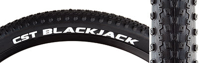 Close-up of a 26x2.1 Blackjack Bicycle Tire with small, tightly spaced knobs for optimal rolling resistance on medium and hardpack conditions.