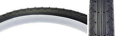 Close-up of a 26x2.125 Street Bicycle Tire showcasing its shallow, grooved tread, suitable for urban and recreational use in multiple conditions.