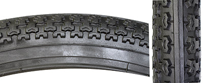 Close-up of a 26x2.125 MTB V34 Bicycle Tire showing detailed all-terrain tread, suitable for street and light trail use. The image highlights the tire's tread pattern and robust design.