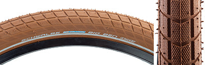 Close-up of the 26x2.15 Reflective Big Ben Active Twin K-Guard Bicycle Tire, highlighting its smooth profile block tread and reflective sidewall striping.